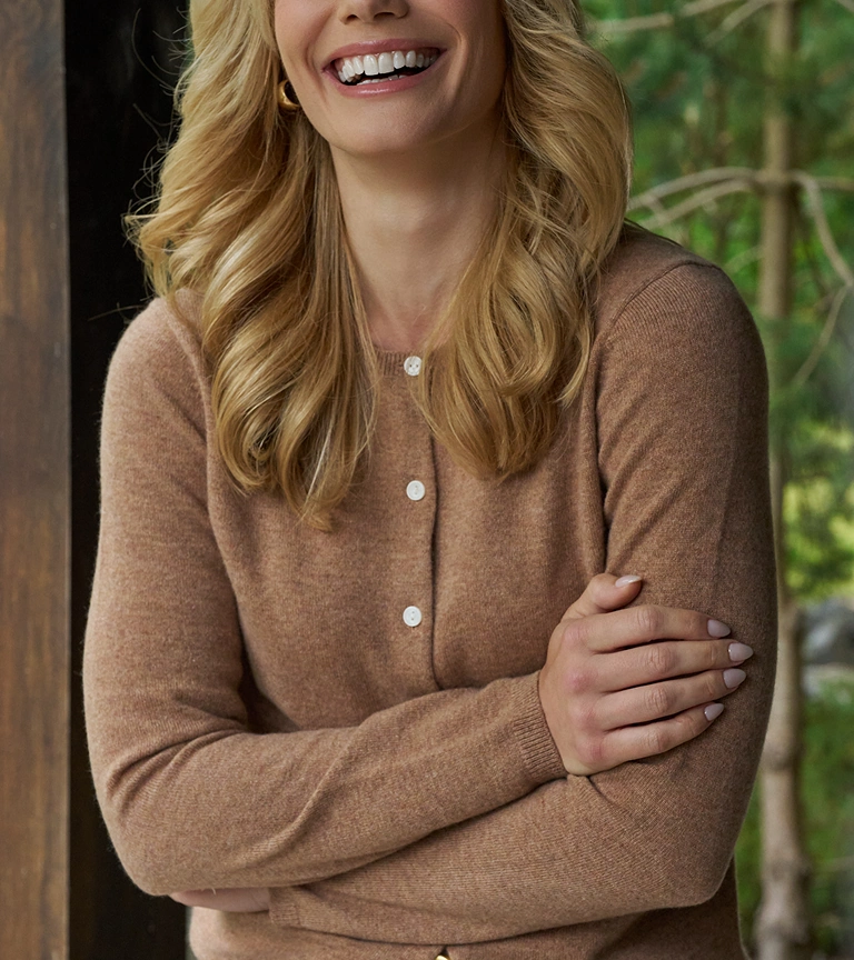 Woman wearing a Cashmere Cardigan