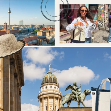 Lands' End - Three-part collage of famous Berlin landmarks and historic architecture in daylight.