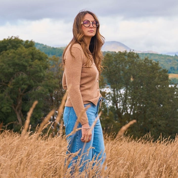 Eve wearing Lands' End edit collection