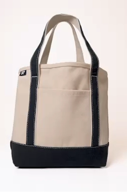 Navy and white tote bag
