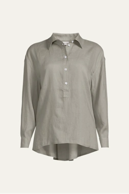 Pure Linen Popover Blouse