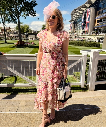 Woman wearing floral dress from Lucie’s Look