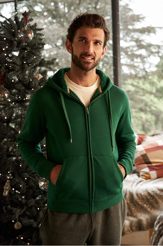 Man wearing a Sherpa Lined Zip Jacket