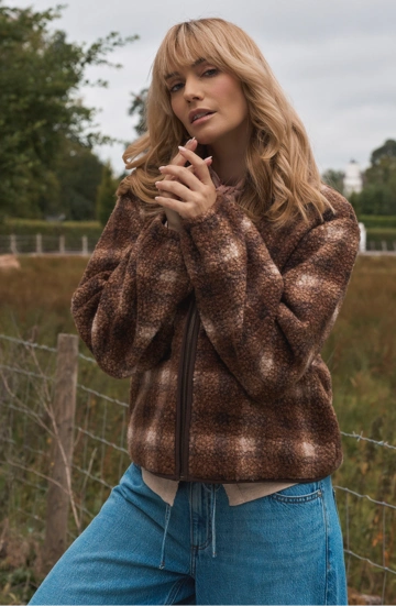 Woman wearing new arrivals in a Lands End zip jacket
