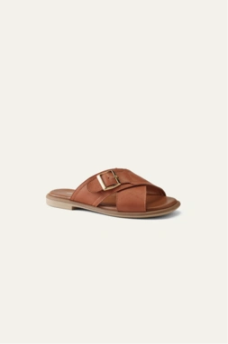 Cross Strap Leather Mules